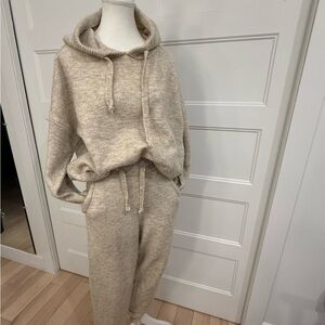 Cozy Beige Knit Hoodie and Jogger Set